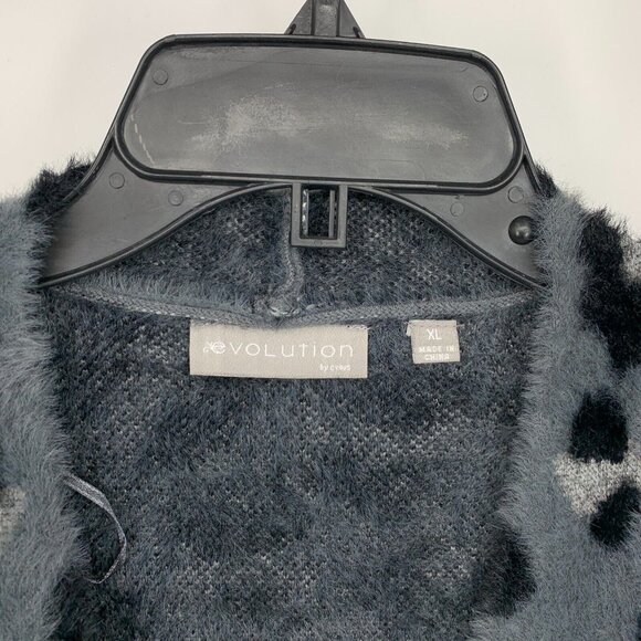 Evolution by Cryus Cardigan Gray Cheetah Fuzzy Soft Open Front NWT - Picture 3 of 11